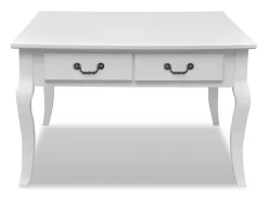 Mesa de centro clásica con 4 cajones blanca