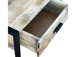 Mesa de centro con 2 cajones madera de mango 100x60x40 cm