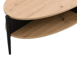 Mesa de centro con 4 estantes de MDF y metal - Natural claro y Negro - EVARO