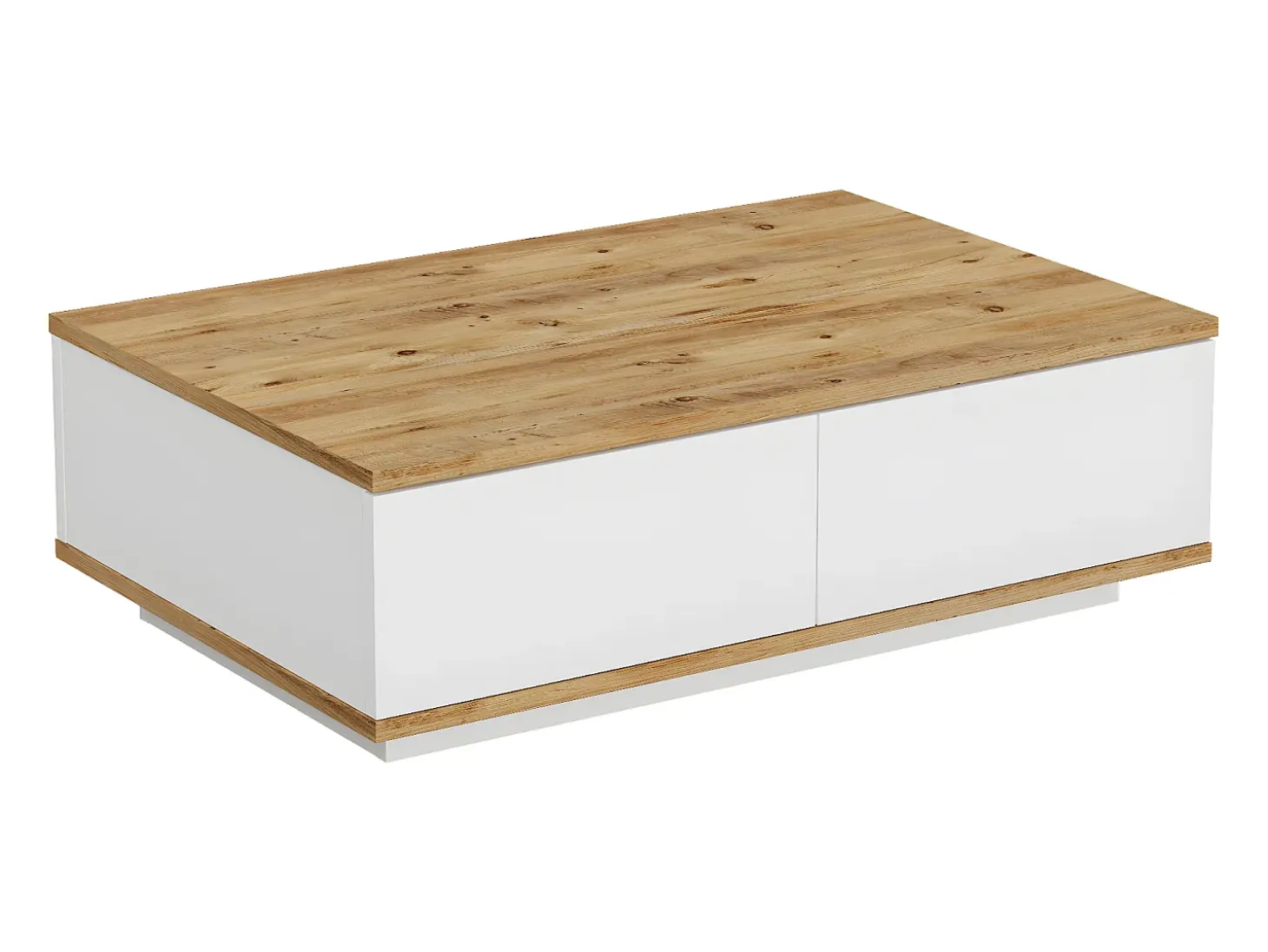 Mesa de centro con 2 puertas - Natural y Blanco - LOTULA