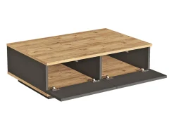 Mesa de centro con 2 puertas - Natural Claro y Antracita - LOTULA