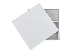 Mesa de centro con almacenamiento 70x70x36 cm - tapa brillante giratoria 360° - Blanco y Gris