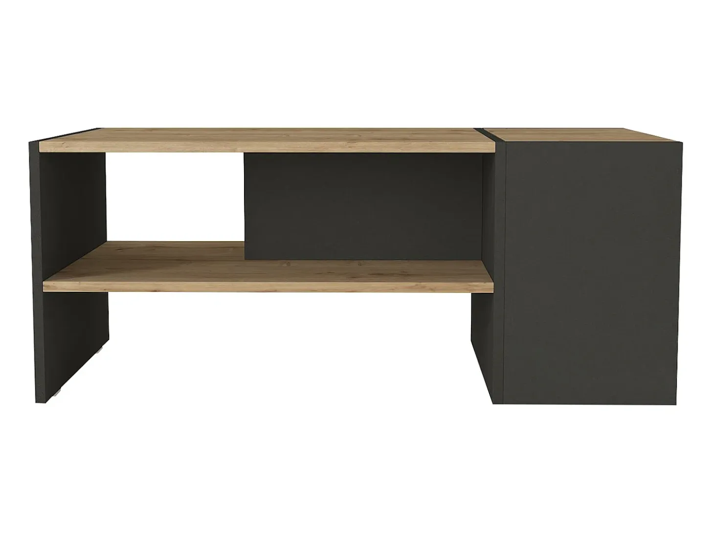 Mesa de centro con almacenaje - Antracita y natural - VELKAN