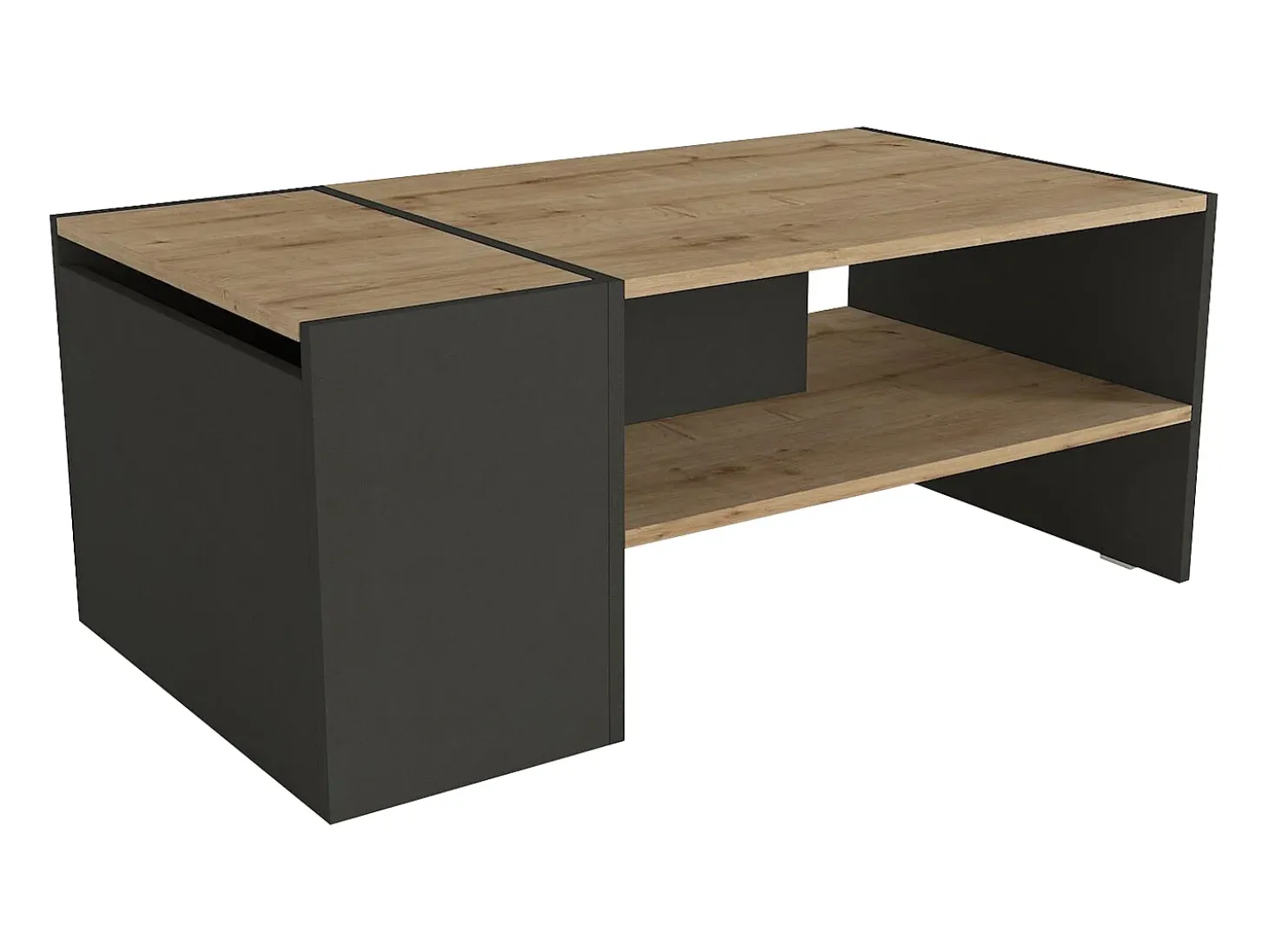 Mesa de centro con almacenaje - Antracita y natural - VELKAN