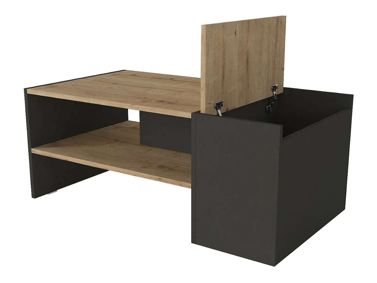 Mesa de centro con almacenaje - Antracita y natural - VELKAN