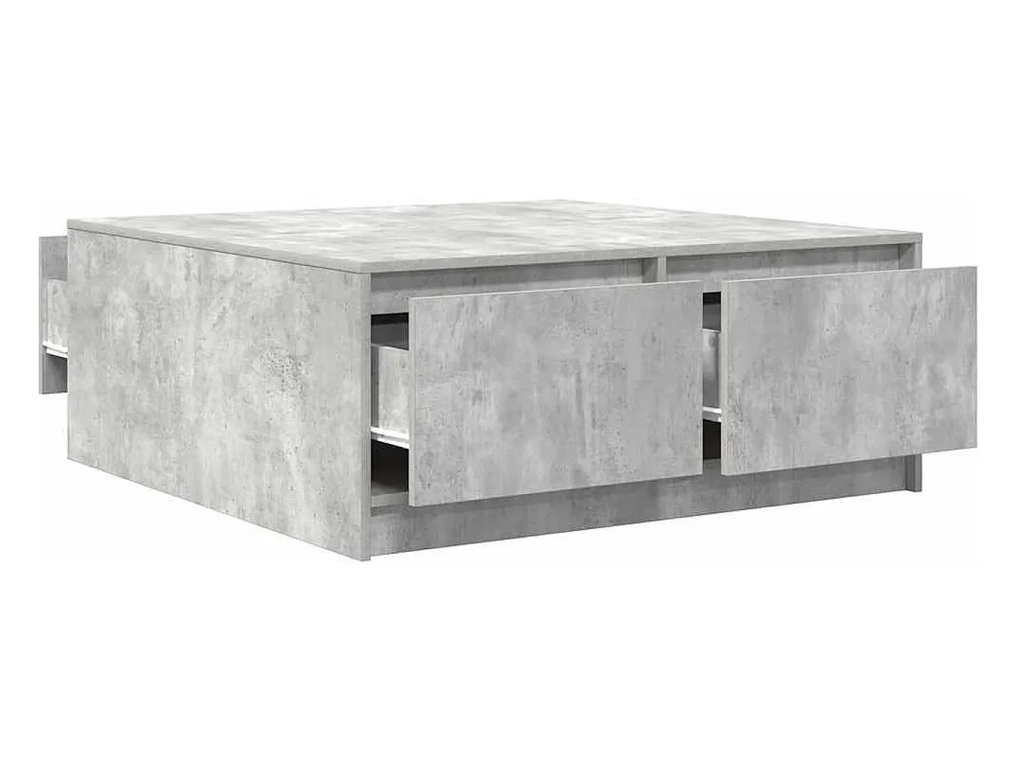 Mesa de centro con cajones gris hormigón 100x100x40 cm