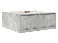 Mesa de centro con cajones gris hormigón 100x100x40 cm