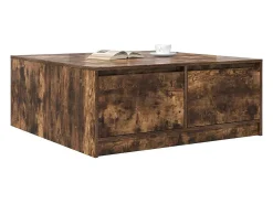 Mesa de centro con cajones roble ahumado 100x100x40 cm