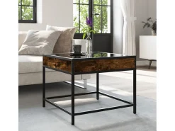 Mesa de centro con Infinity LED roble ahumado 50x50x41 cm