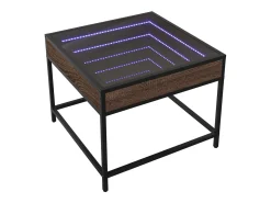 Mesa de centro con Infinity LED marrón roble 50x50x41 cm
