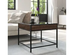 Mesa de centro con Infinity LED marrón roble 50x50x41 cm