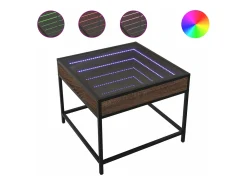 Mesa de centro con Infinity LED marrón roble 50x50x41 cm