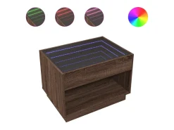 Mesa de centro con Infinity LED marrón roble 70x50x50 cm