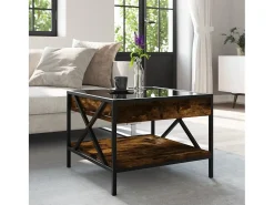 Mesa de centro con Infinity LED roble ahumado 50x50x38 cm