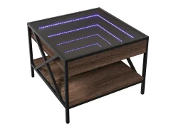 Mesa de centro con Infinity LED marrón roble 50x50x38 cm