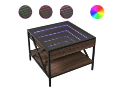 Mesa de centro con Infinity LED marrón roble 50x50x38 cm