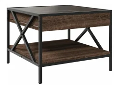 Mesa de centro con Infinity LED marrón roble 50x50x38 cm