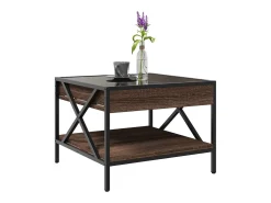 Mesa de centro con Infinity LED marrón roble 50x50x38 cm