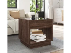 Mesa de centro con Infinity LED marrón roble 50x50x50 cm