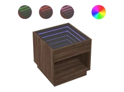 Mesa de centro con Infinity LED marrón roble 50x50x50 cm