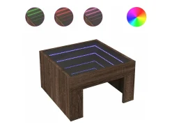 Mesa de centro con Infinity LED marrón roble 50x50x30 cm