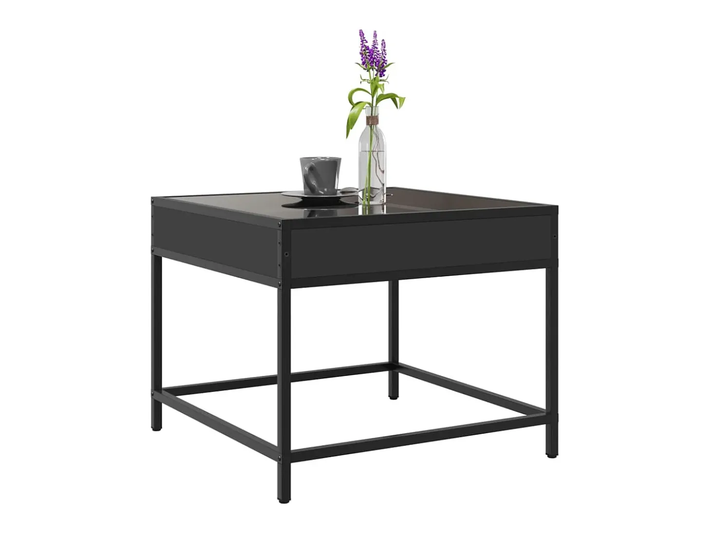 Mesa de centro con Infinity LED negro 50x50x41 cm