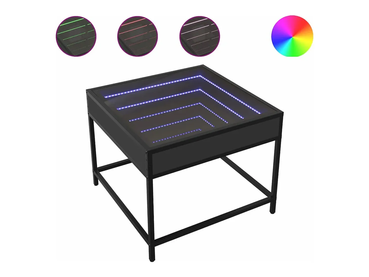 Mesa de centro con Infinity LED negro 50x50x41 cm