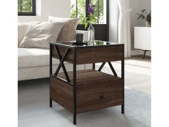 Mesa de centro con Infinity LED marrón roble 40x40x51 cm