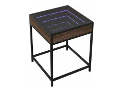 Mesa de centro con Infinity LED marrón roble 40x40x51 cm