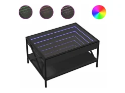 Mesa de centro con Infinity LED negro 70x50x38 cm