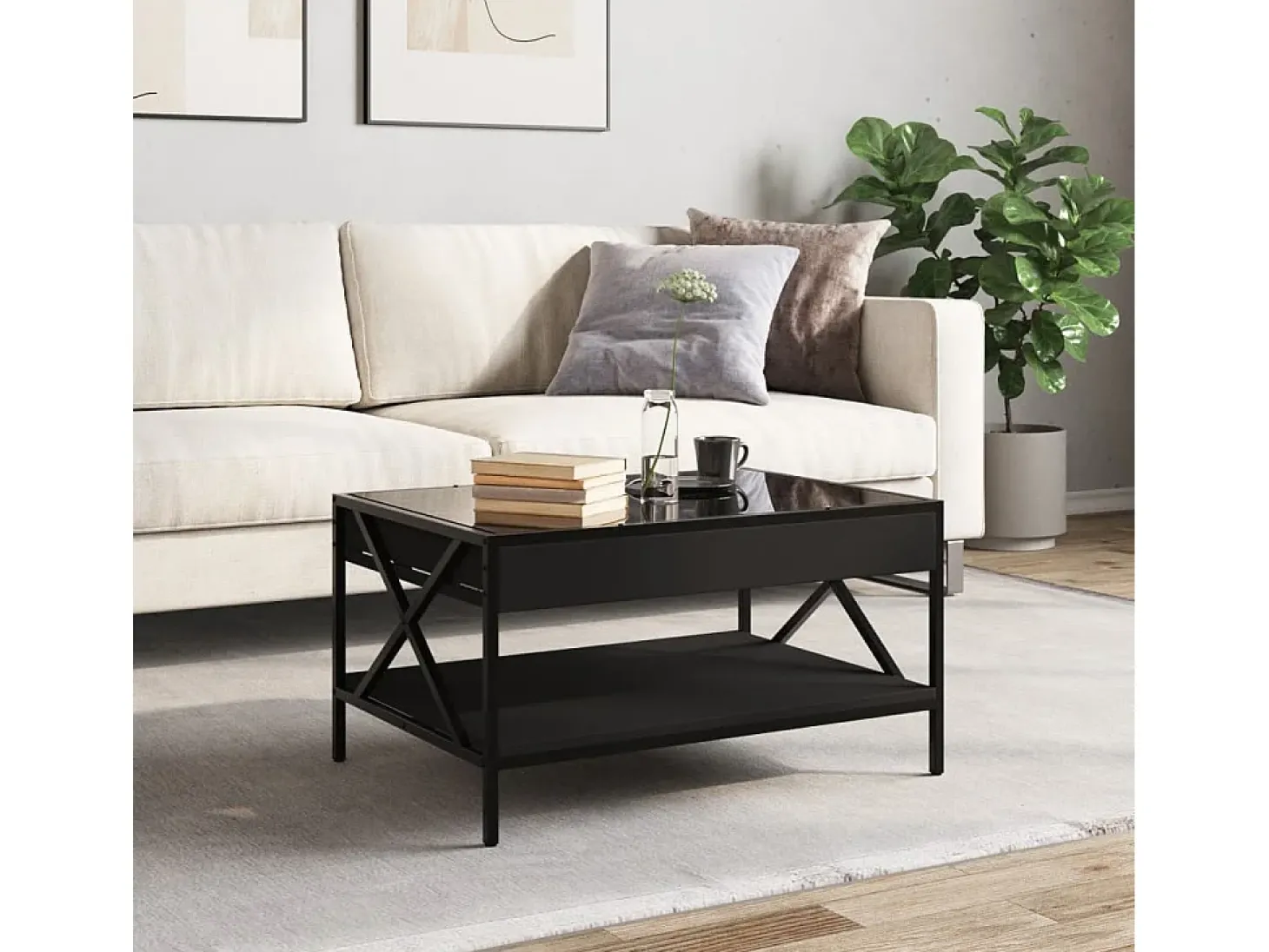 Mesa de centro con Infinity LED negro 70x50x38 cm