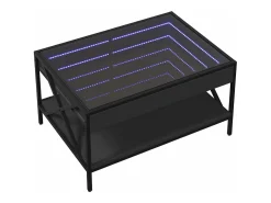 Mesa de centro con Infinity LED negro 70x50x38 cm