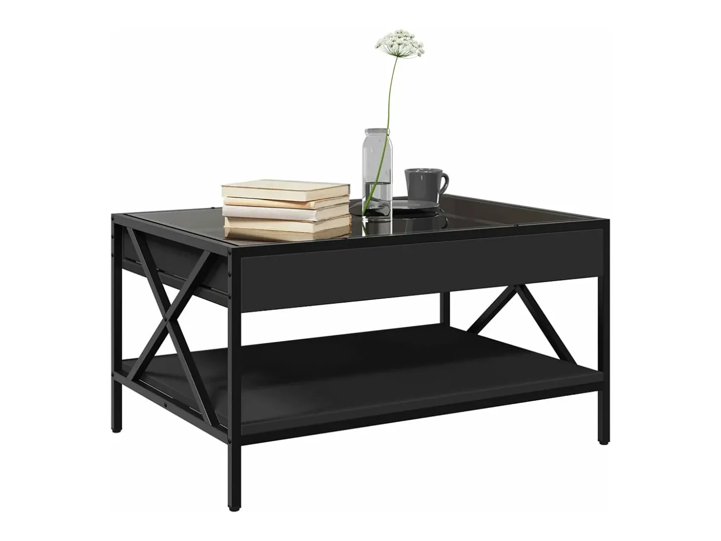 Mesa de centro con Infinity LED negro 70x50x38 cm