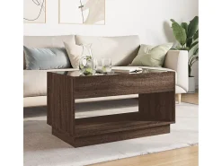 Mesa de centro con Infinity LED marrón roble 90x50x50 cm