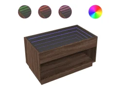 Mesa de centro con Infinity LED marrón roble 90x50x50 cm