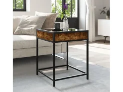 Mesa de centro con Infinity LED roble ahumado 40x40x51 cm