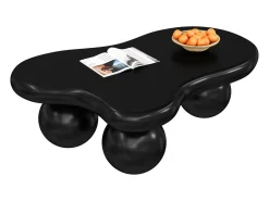 Mesa de centro con LED - 95 x 62,5 x 32 cm - diseño en forma de nube y patas redondas - negro puro