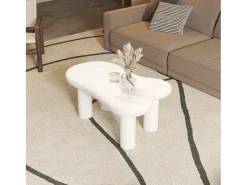 Mesa de centro con LED - 98 x 65,5 x 40 cm - con 1 cajón - forma de nube - MDF - blanco