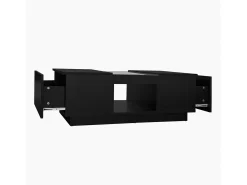 Mesa de centro con LED - 2 cajones y 1 compartimento abierto - Negro