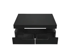 Mesa de centro con LED - acabado brillante - 4 cajones delanteros y traseros - Negro