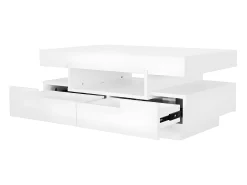 Mesa de centro con LED - acabado brillante - 4 cajones delanteros y traseros - Blanco