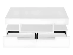Mesa de centro con LED - acabado brillante - 4 cajones delanteros y traseros - Blanco