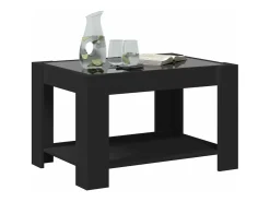 Mesa de centro con LED madera de ingeniería negro 73x53x45 cm