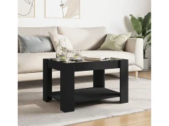 Mesa de centro con LED madera de ingeniería negro 73x53x45 cm