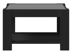 Mesa de centro con LED madera de ingeniería negro 73x53x45 cm