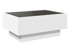 Mesa de centro con LED madera de ingeniería blanca 70x50x30 cm
