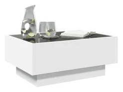 Mesa de centro con LED madera de ingeniería blanca 70x50x30 cm