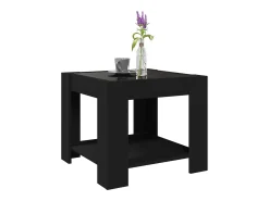 Mesa de centro con LED madera de ingeniería negro 53x53x45 cm