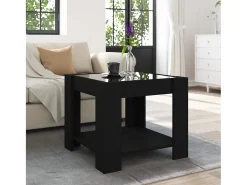 Mesa de centro con LED madera de ingeniería negro 53x53x45 cm