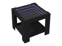 Mesa de centro con LED madera de ingeniería negro 53x53x45 cm